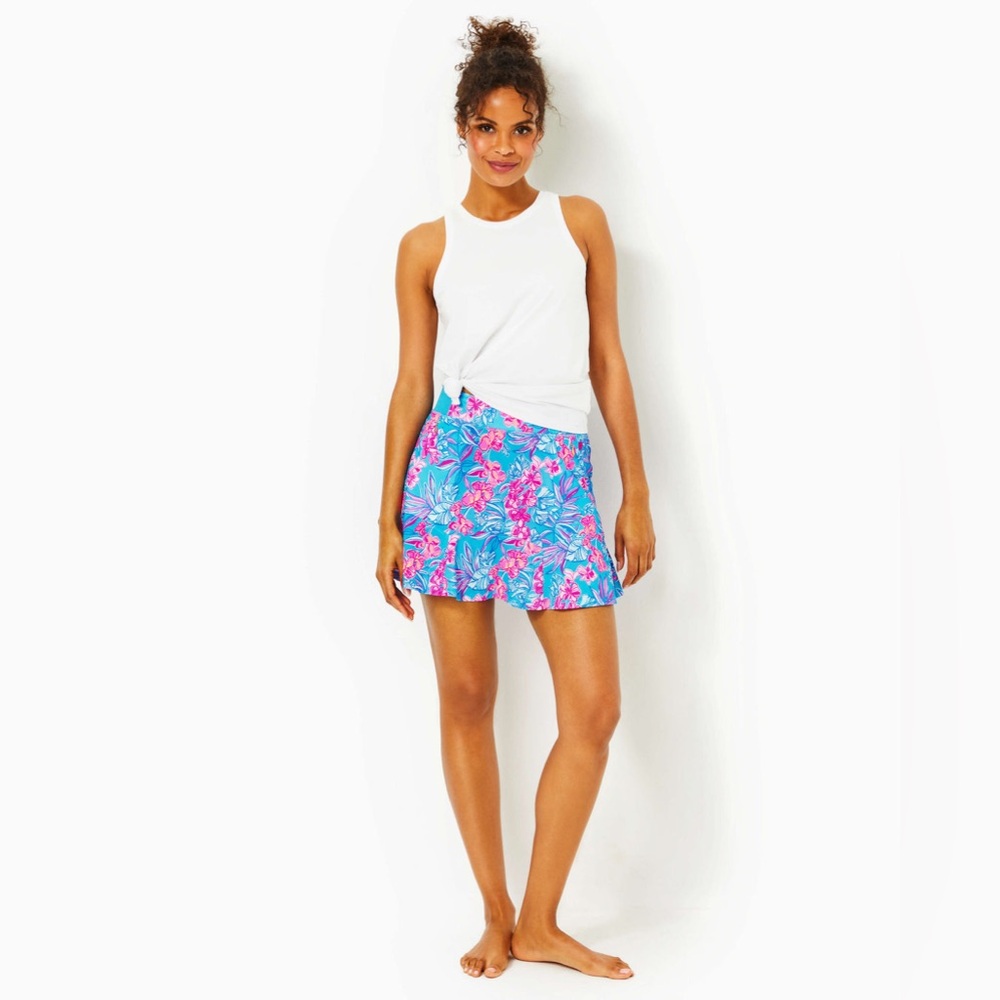 NWT Lilly Pulitzer Fara Skort Cumulus Blue Orchid Oasis Size L